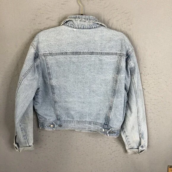 Vintage Old Navy Jean Jacket Womens Large Sunwashed Distressed Y2K 90s Western - Picture 4 of 16